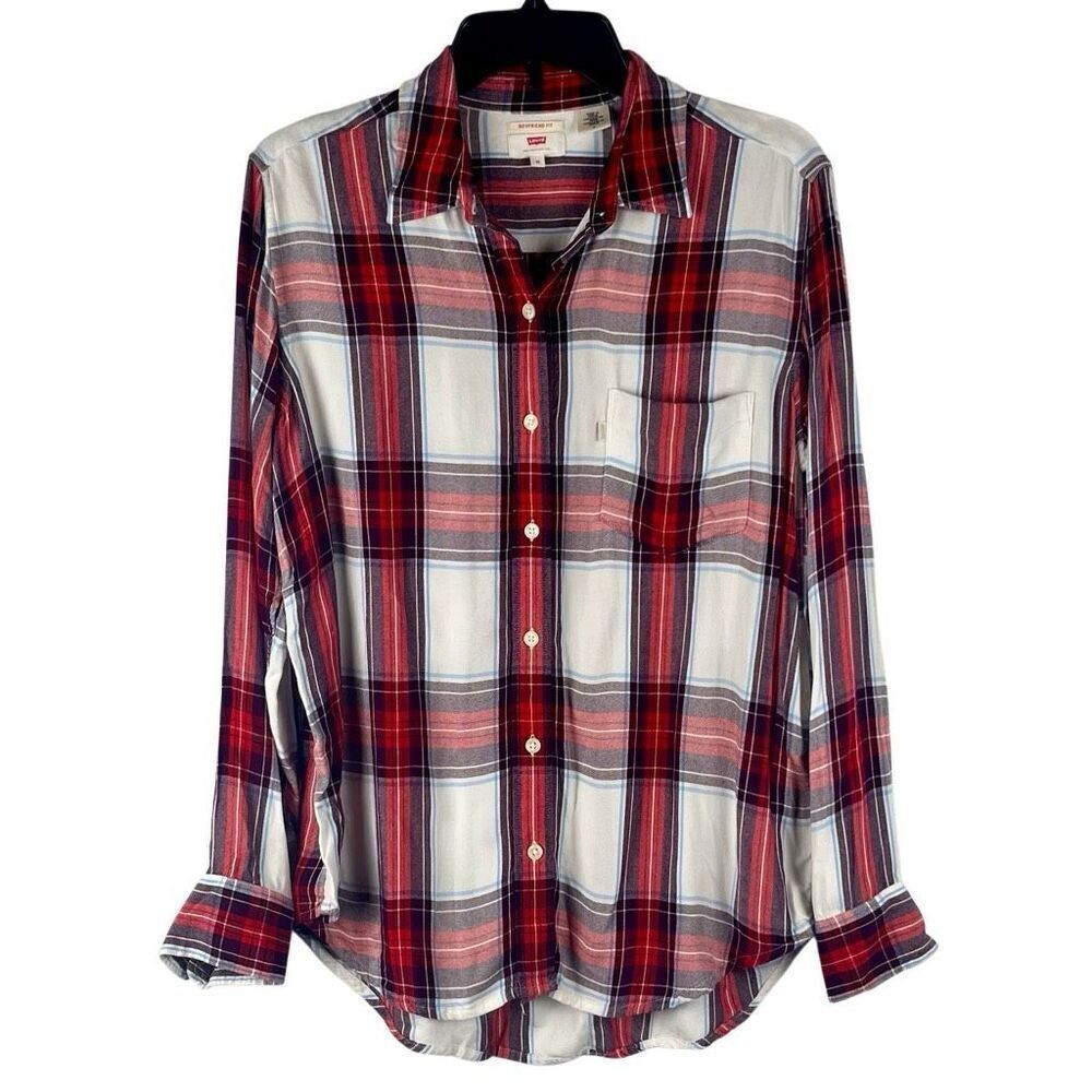 Levi’s Boyfriend Fit Plaid Button Down Blouse Medium
